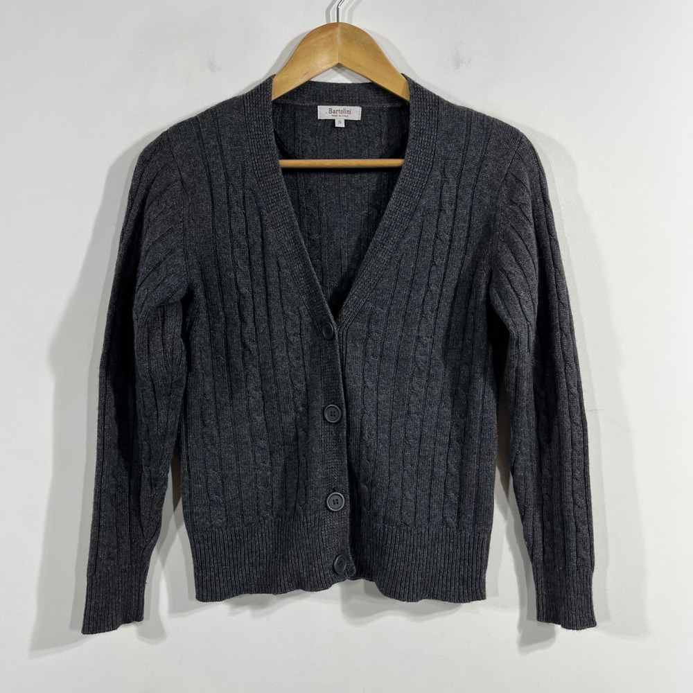 Bartolini Cashmere Old Money Preppy Cable Knit Cardigan Sweater Womens Small